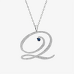 Alaghband Initials “Q” Pendant with Diamonds & Blue Sapphire