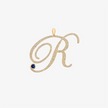 Alaghband Initials “R” Pendant with Diamonds & Blue Sapphire