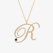 Alaghband Initials “R” Pendant with Diamonds & Blue Sapphire