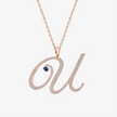 Alaghband Initials “U” Pendant with Diamonds & Blue Sapphire