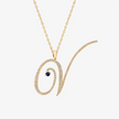 Alaghband Initials “V” Pendant with Diamonds & Blue Sapphire