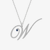 Alaghband Initials “W” Pendant with Diamonds & Blue Sapphire