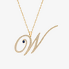 Alaghband Initials “W” Pendant with Diamonds & Blue Sapphire