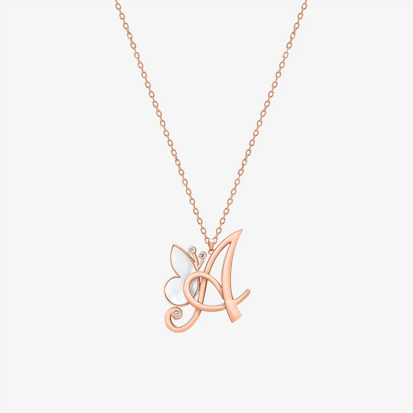 Online Exclusive - Alaghband Initials A Pendant with Mother of Pearl - Alaghband Jewelry