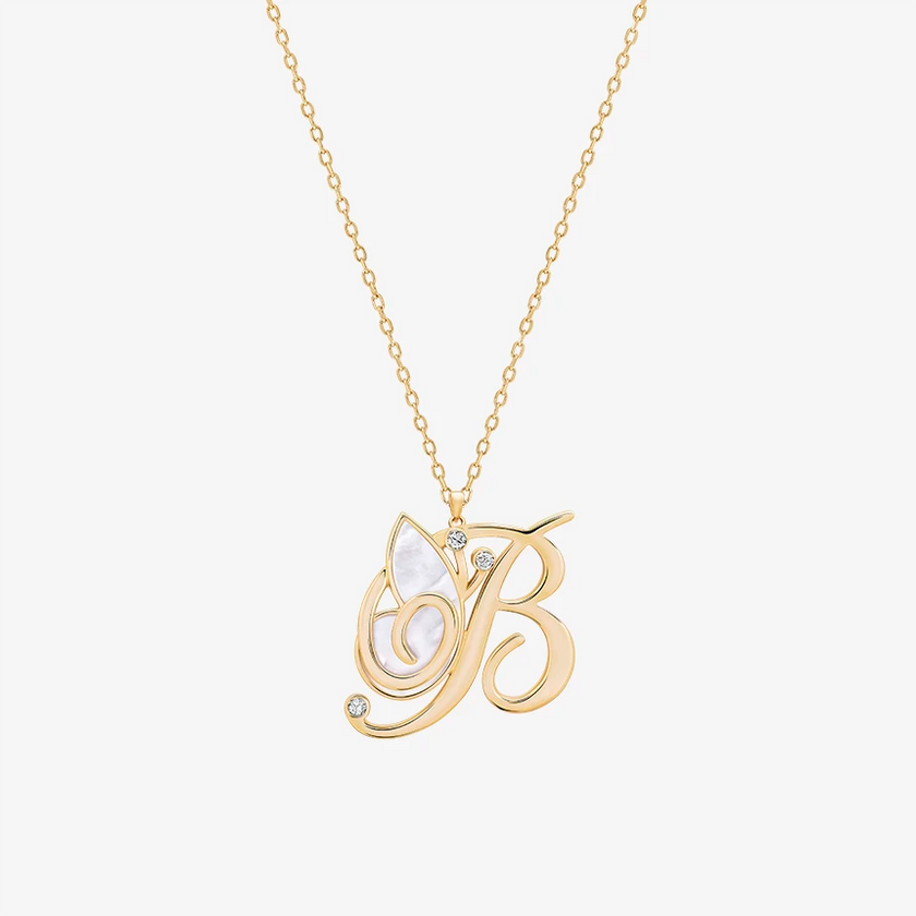 Online Exclusive - Alaghband Initials B Pendant with Mother of Pearl