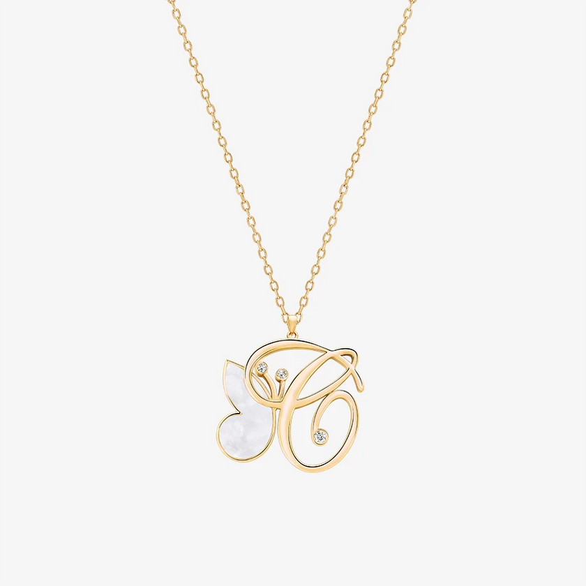 Online Exclusive - Alaghband Initials C Pendant with Mother of Pearl