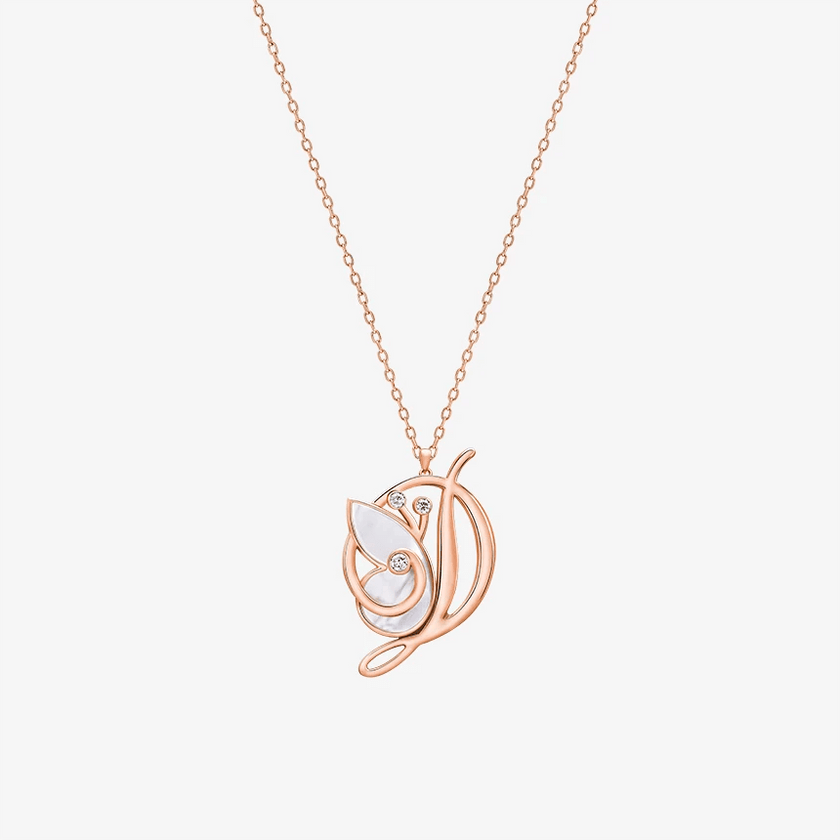 Online Exclusive - Alaghband Initials D Pendant with Mother of Pearl - Alaghband Jewelry