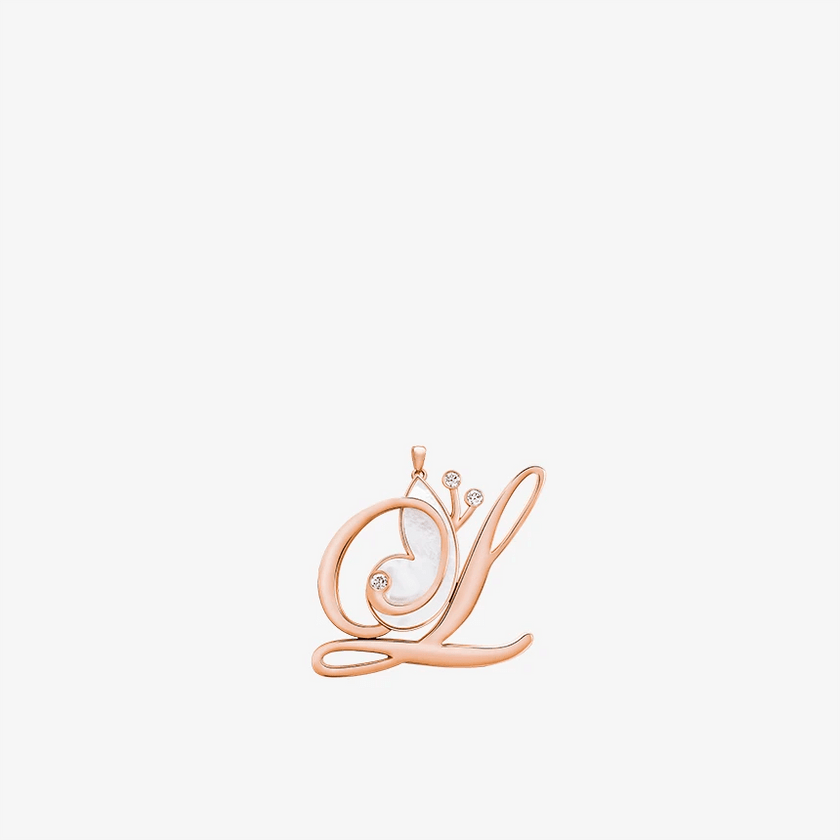 Online Exclusive - Alaghband Initials L Pendant with Mother of Pearl - Alaghband Jewelry