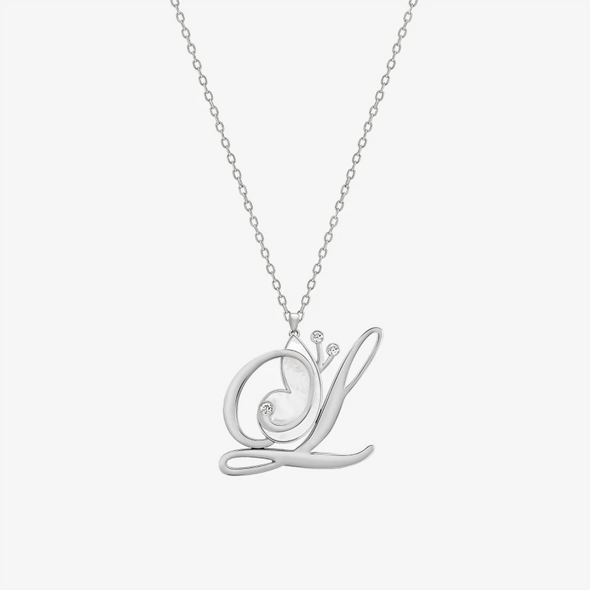 Online Exclusive - Alaghband Initials L Pendant with Mother of Pearl - Alaghband Jewelry