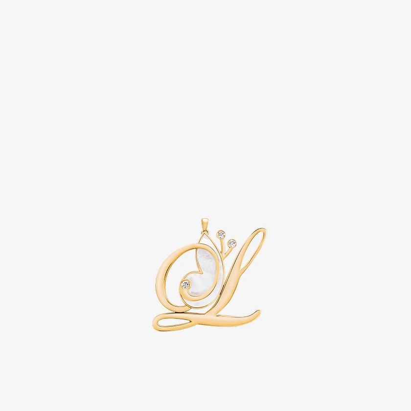 Online Exclusive - Alaghband Initials L Pendant with Mother of Pearl - Alaghband Jewelry