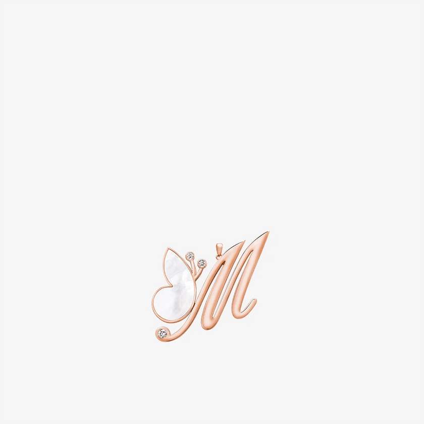 Online Exclusive - Alaghband Initials M Pendant with Mother of Pearl - Alaghband Jewelry