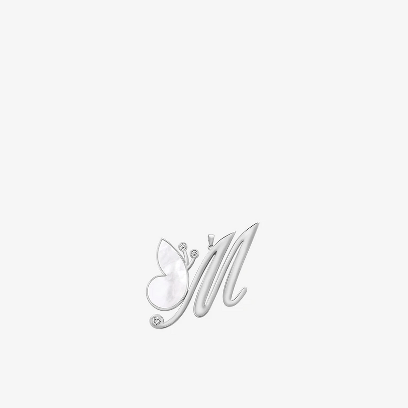Online Exclusive - Alaghband Initials M Pendant with Mother of Pearl - Alaghband Jewelry