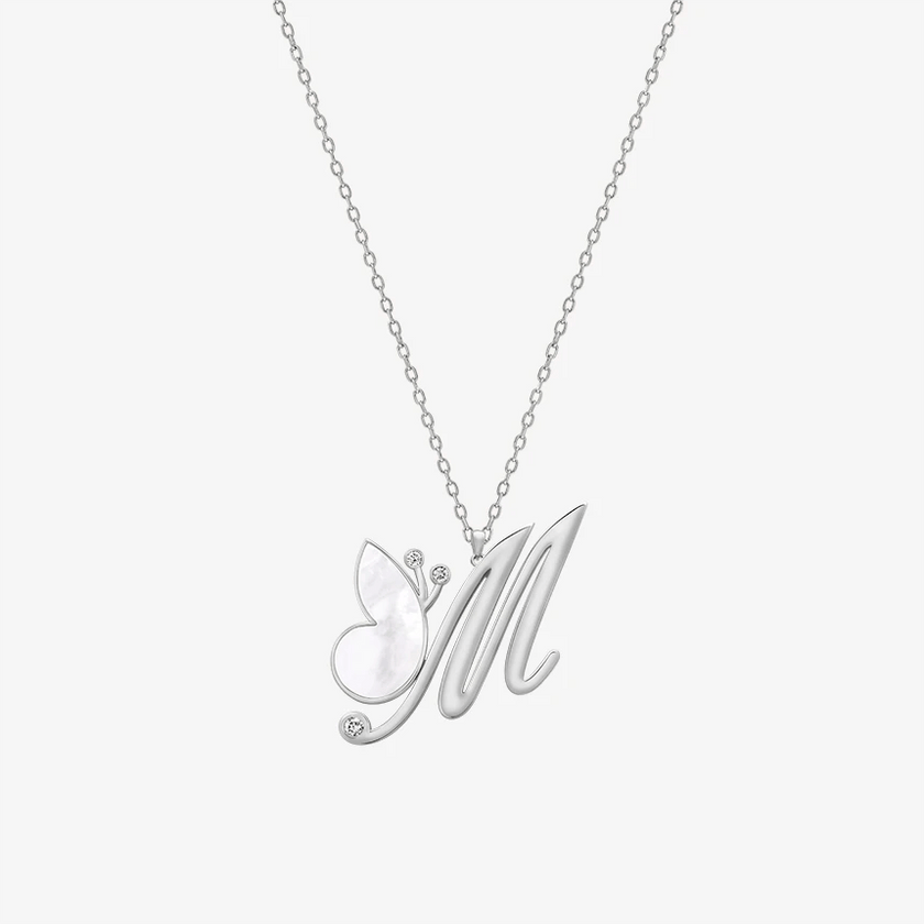 Online Exclusive - Alaghband Initials M Pendant with Mother of Pearl - Alaghband Jewelry