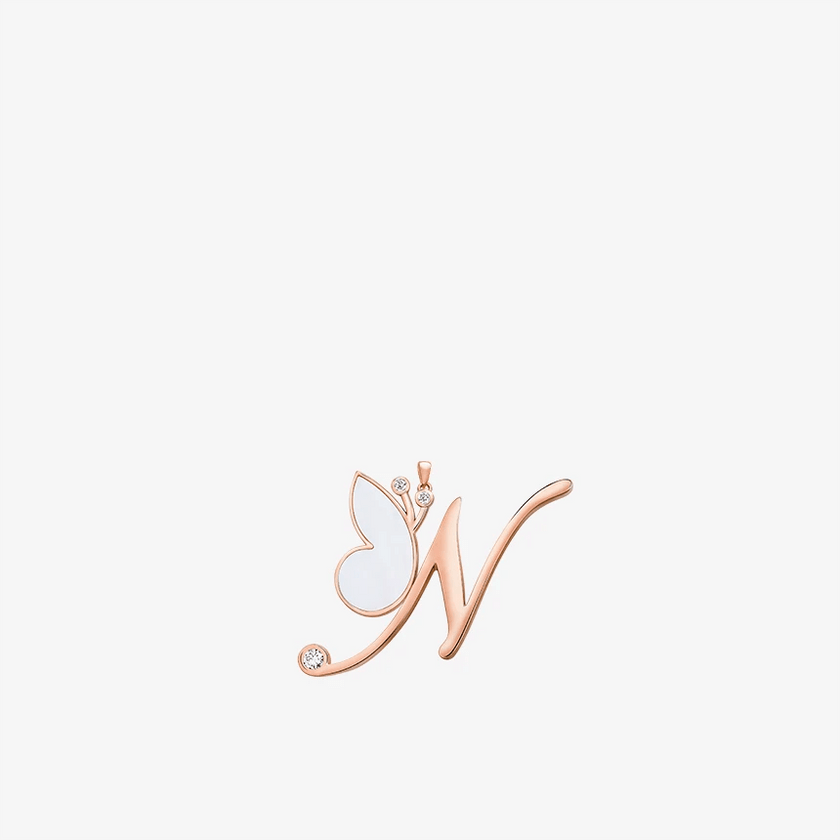 Online Exclusive - Alaghband Initials N Pendant with Mother of Pearl - Alaghband Jewelry