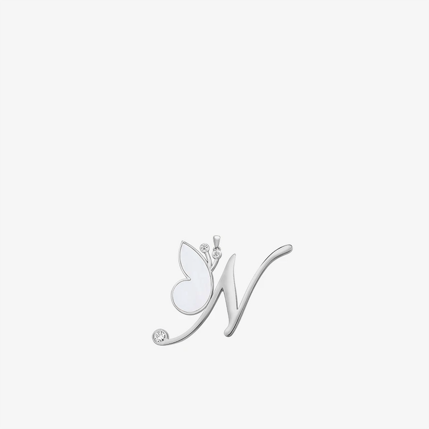 Online Exclusive - Alaghband Initials N Pendant with Mother of Pearl - Alaghband Jewelry