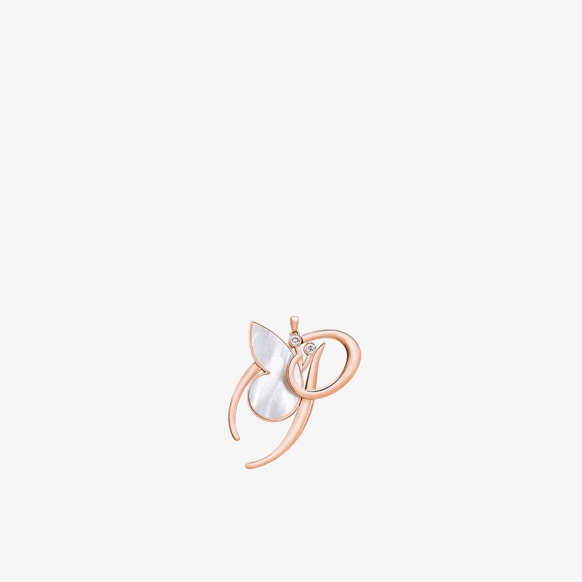 Online Exclusive - Alaghband Initials P Pendant with Mother of Pearl - Alaghband Jewelry