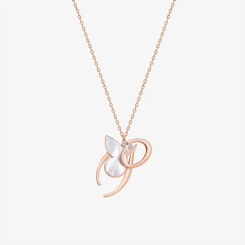 Online Exclusive - Alaghband Initials P Pendant with Mother of Pearl - Alaghband Jewelry