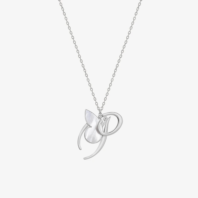 Online Exclusive - Alaghband Initials P Pendant with Mother of Pearl - Alaghband Jewelry