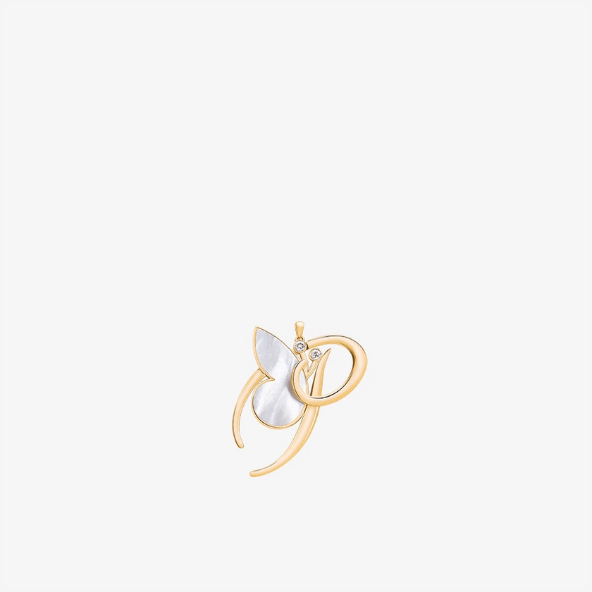 Online Exclusive - Alaghband Initials P Pendant with Mother of Pearl - Alaghband Jewelry
