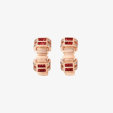 Alaghband Plissé Stud Earrings with Rubies