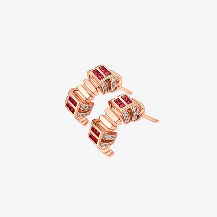 Alaghband Plissé Stud Earrings with Rubies
