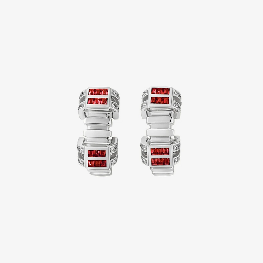 Alaghband Plissé Stud Earrings with Rubies