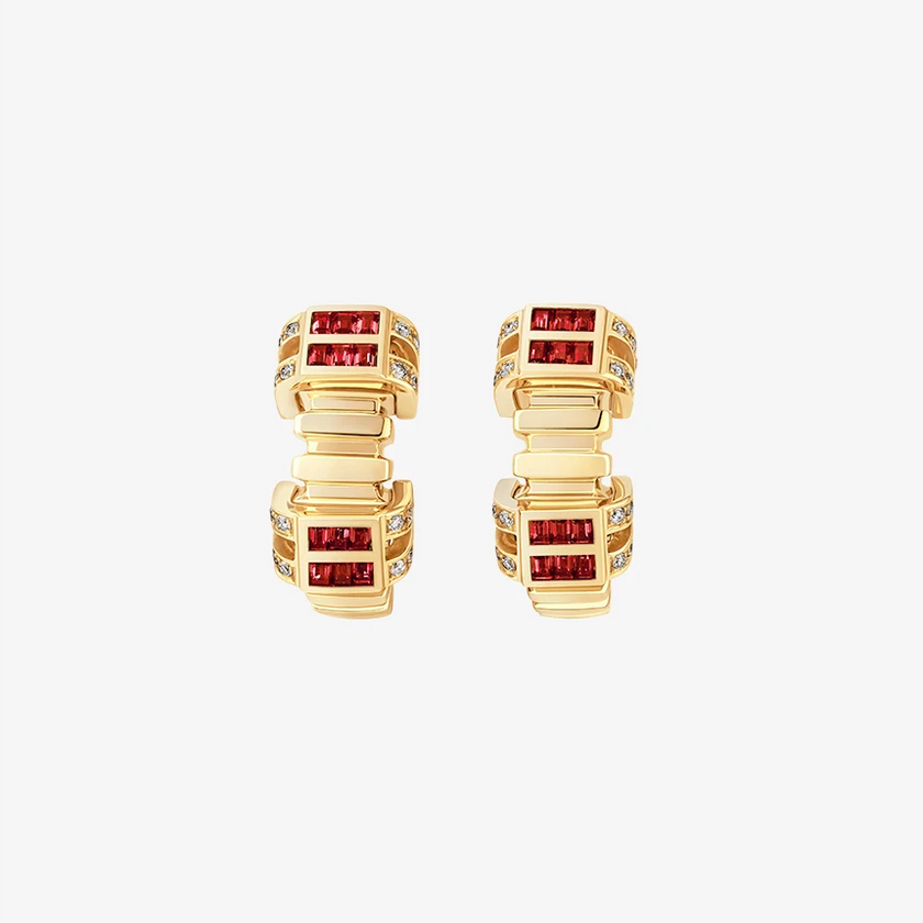 Alaghband Plissé Stud Earrings with Rubies