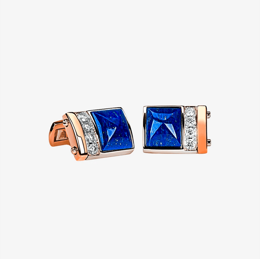 Alaghband Pyramid Cufflinks with Lapis Lazuli - Alaghband Jewelry
