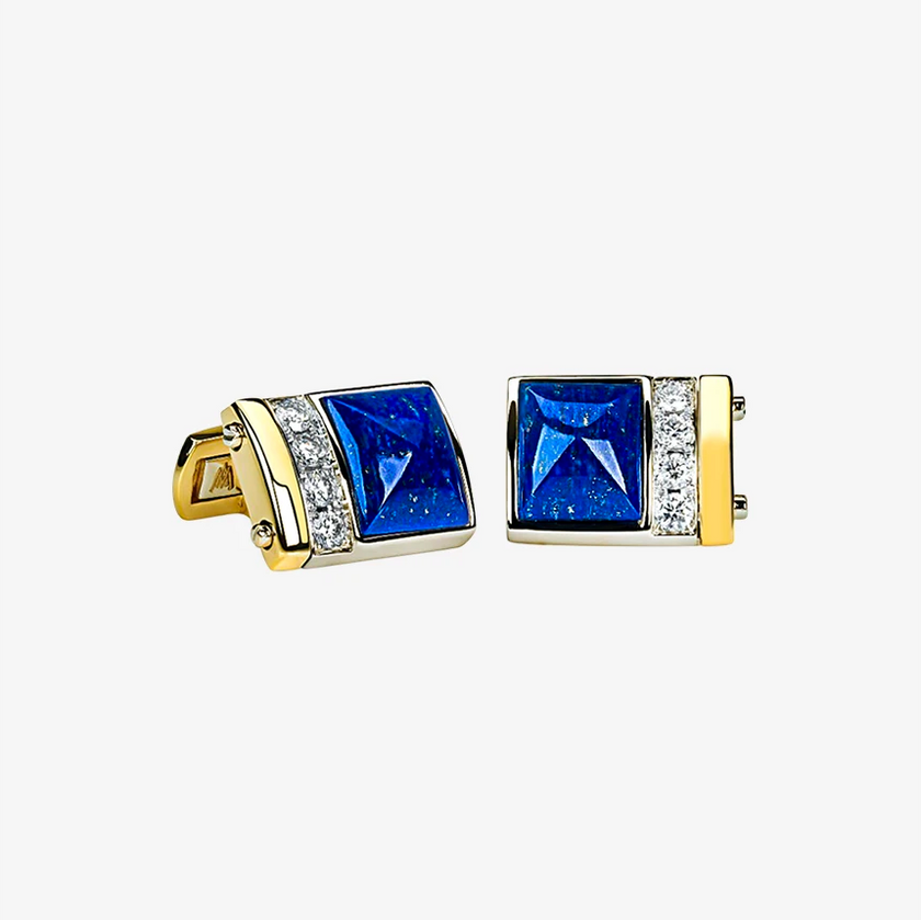 Alaghband Pyramid Cufflinks with Lapis Lazuli