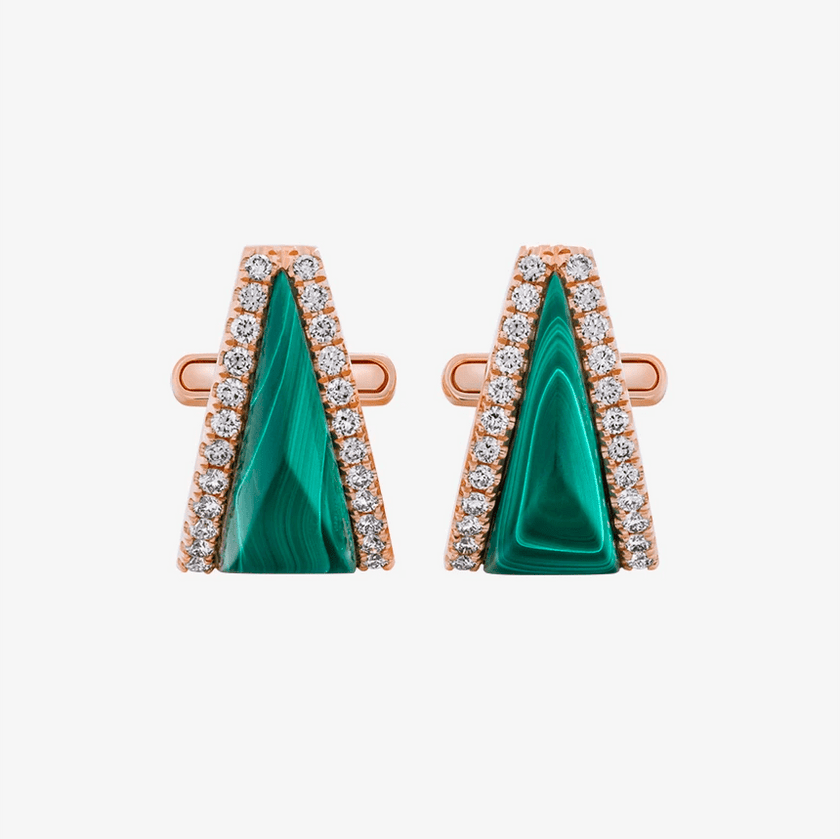 Alaghband Pyramid Cufflinks with Malachite - Alaghband Jewelry
