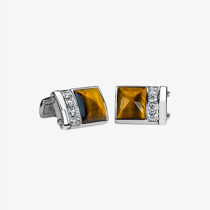 Alaghband Pyramid Cufflinks with Tiger's Eye