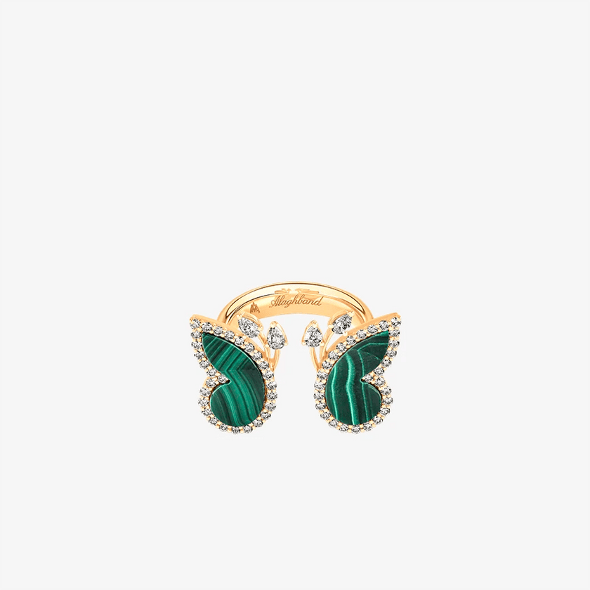 Alaghband Butterfly Ring with Malachite - Alaghband Jewelry
