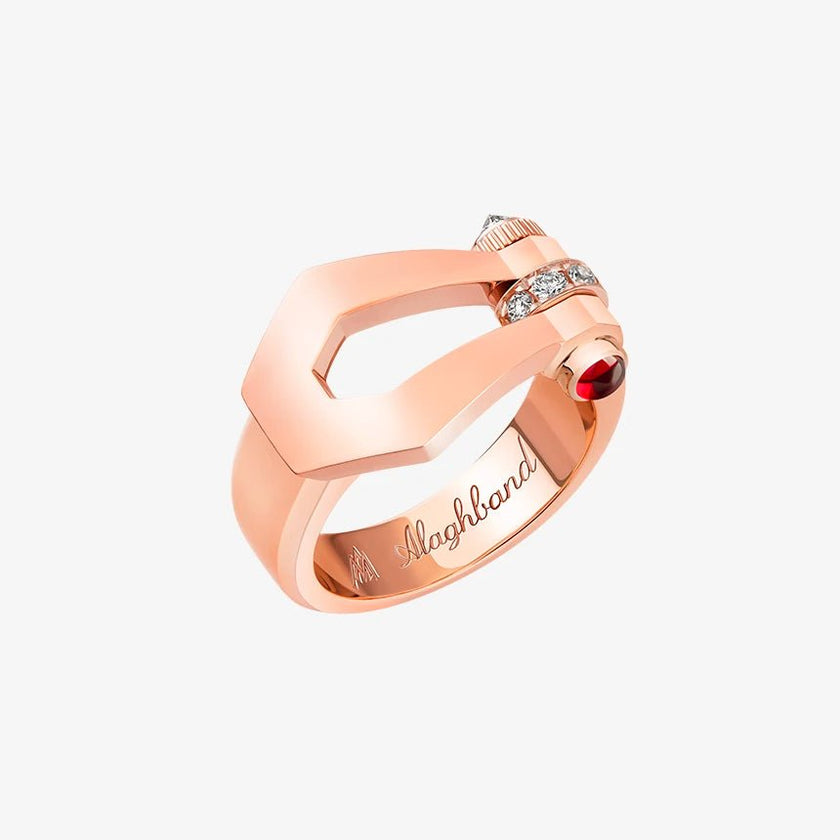 Alaghband Kite Ring with Diamond Bezel and Ruby Pin - Alaghband Jewelry