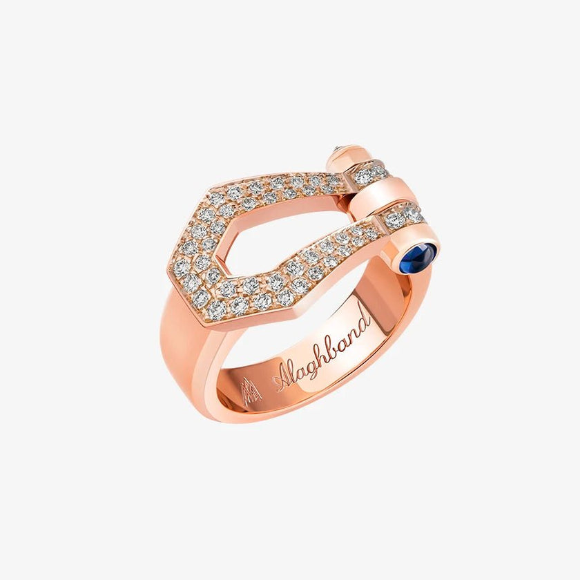Alaghband Kite Ring with Pavé Diamonds and Blue Sapphire Pin - Alaghband Jewelry
