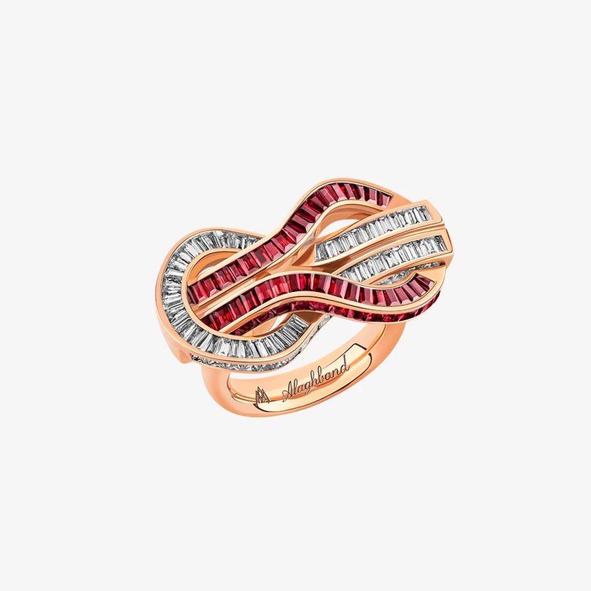 Alaghband Navy Ring with Rubies and Diamonds