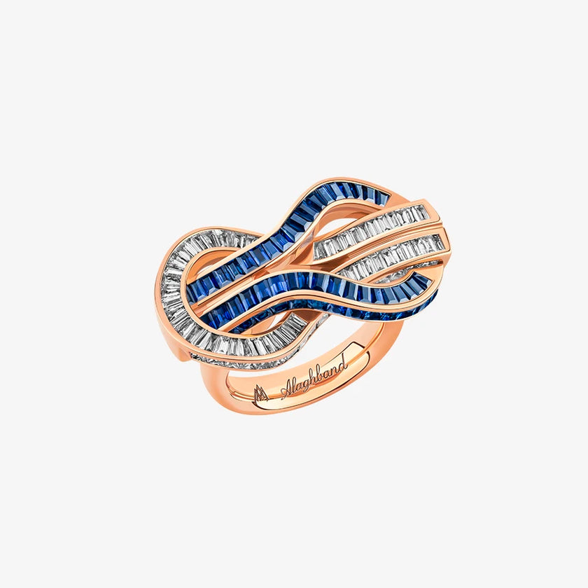 Alaghband Navy Ring with Blue Sapphires and Diamonds