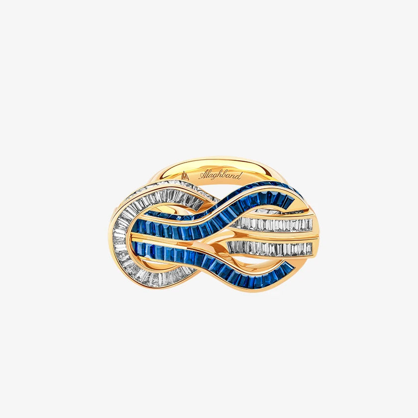 Alaghband Navy Ring with Blue Sapphires and Diamonds