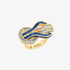 Alaghband Navy Ring with Blue Sapphires and Diamonds