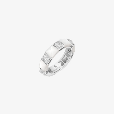 Alaghband Delicate Pyramid Ring with Mother of Pearl - Alaghband Jewelry
