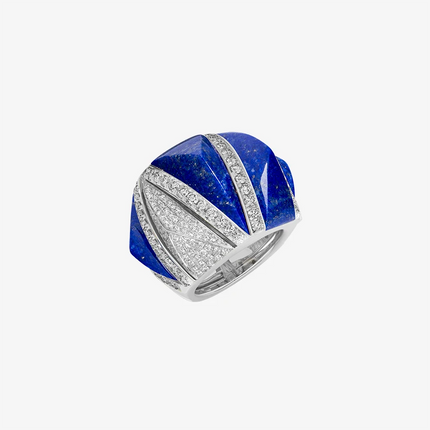 Alaghband Pyramid Ring with Lapis Lazuli and Diamond Arch
