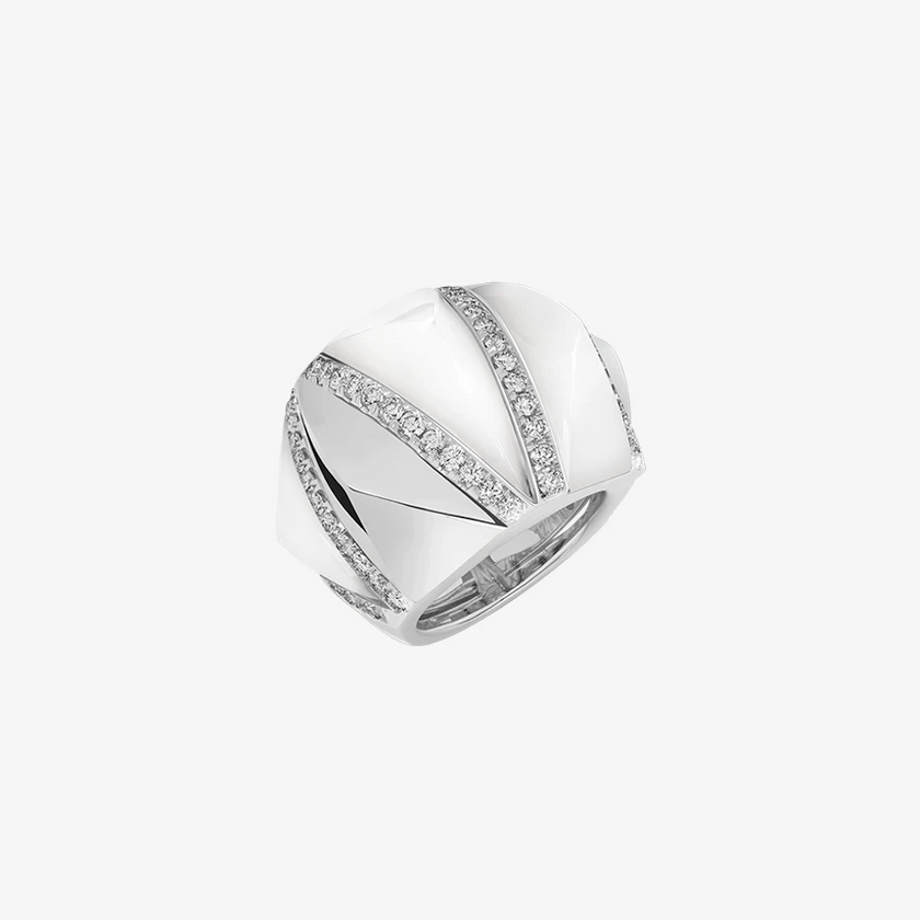 Alaghband Pyramid Ring with Mother Of Pearl and Golden Arch - Alaghband Jewelry