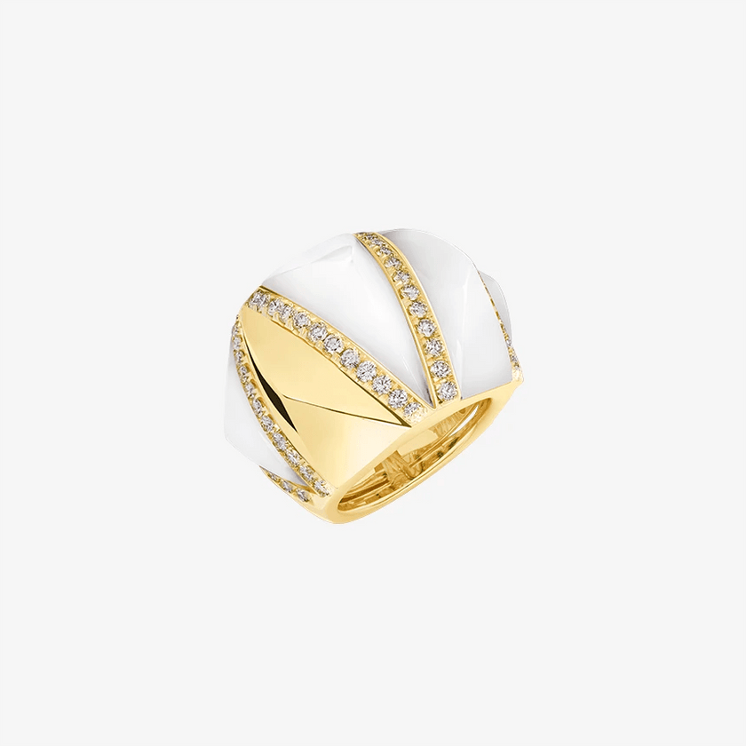 Alaghband Pyramid Ring with Mother Of Pearl and Golden Arch - Alaghband Jewelry