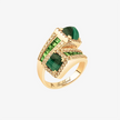 Alaghband Twisted Pyramid Ring with Malachite and Garnets