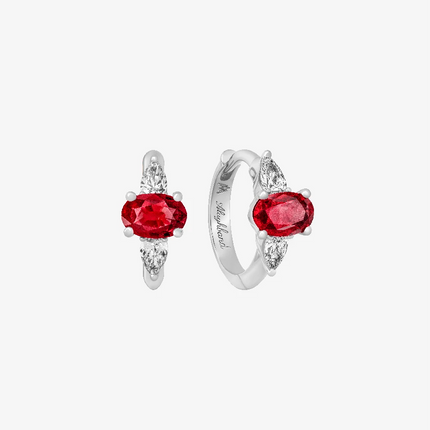 Alaghband Solitaire Hoop Earrings with Rubies and Diamonds