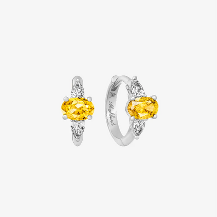 Alaghband Solitaire Hoop Earrings with Yellow Sapphires and Diamonds