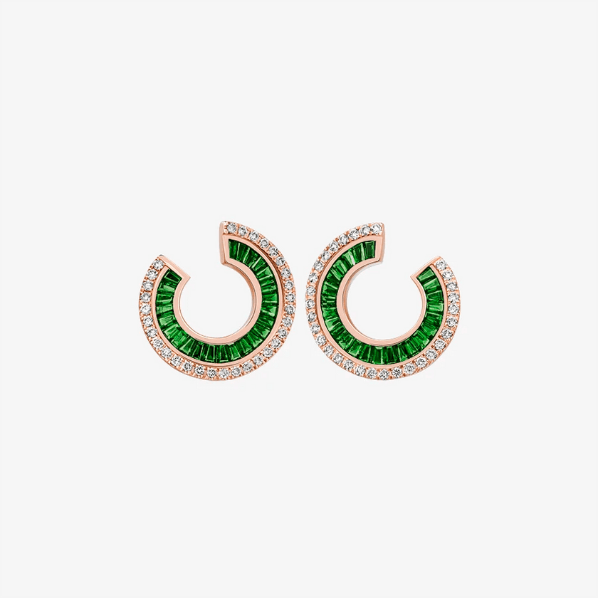 Alaghband Halo Earrings with Garnets and Diamonds - Alaghband Jewelry