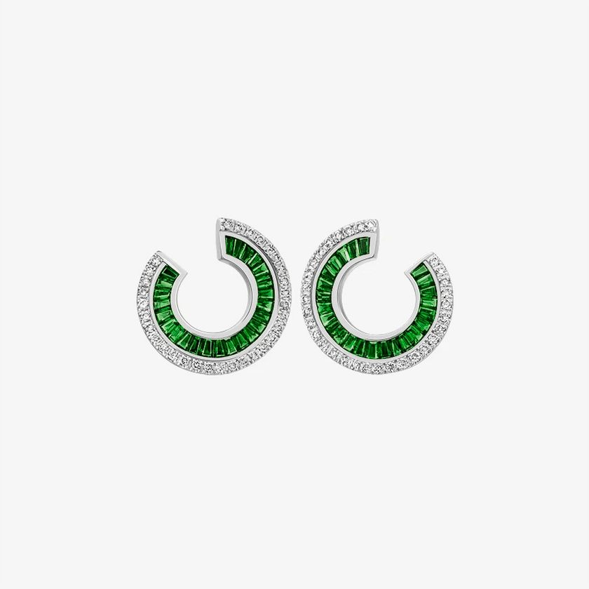 Alaghband Halo Earrings with Garnets and Diamonds - Alaghband Jewelry