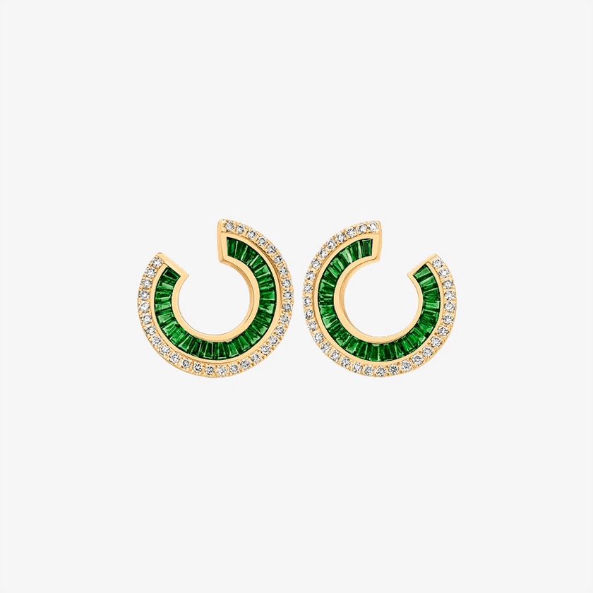 Alaghband Halo Earrings with Garnets and Diamonds - Alaghband Jewelry