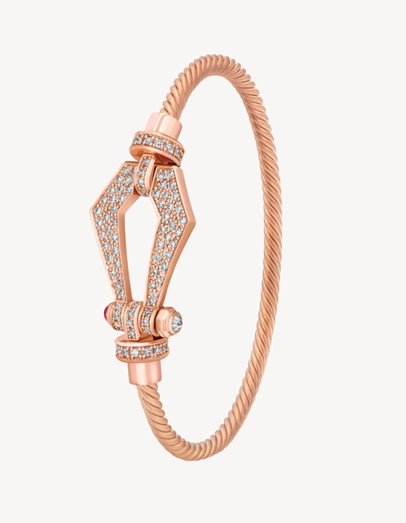 Alaghband Kite Bangle with Ruby & Diamonds, Rose Gold