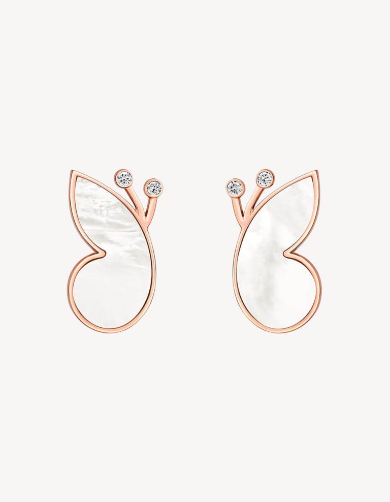 Alaghband Butterfly Earrings with Mother of Pearls & Diamonds